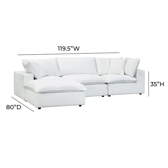 Cali 4-Piece Performance Fabric Modular Sectional - Pearl