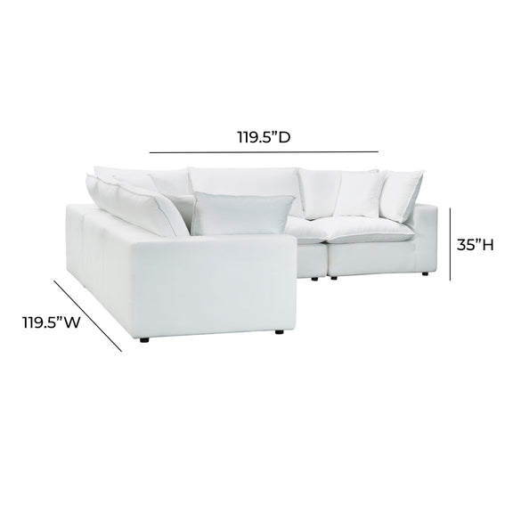 Cali 5-Piece Performance Fabric Modular L-Sectional - Pearl