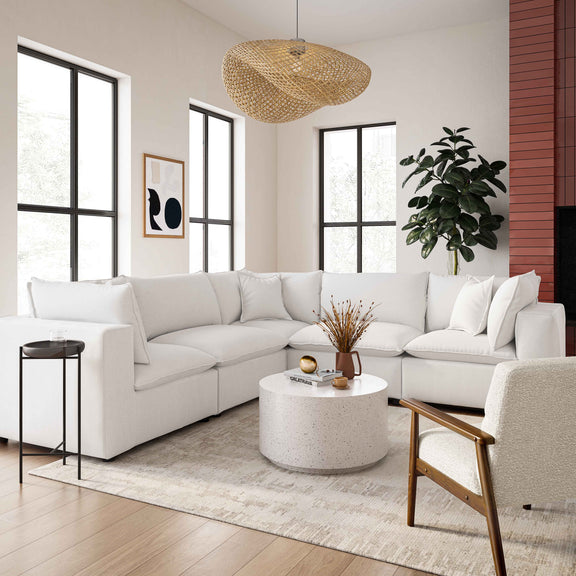 Cali 5-Piece Performance Fabric Modular L-Sectional - Pearl