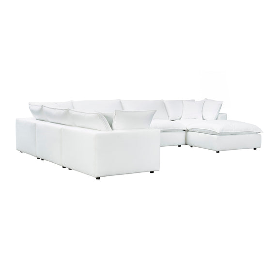 Cali 7-Piece Performance Fabric Modular Large Chaise Sectional - Pearl
