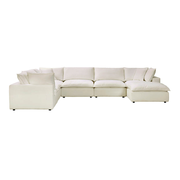 Cali 7-Piece Performance Fabric Modular Large Chaise Sectional - Natural