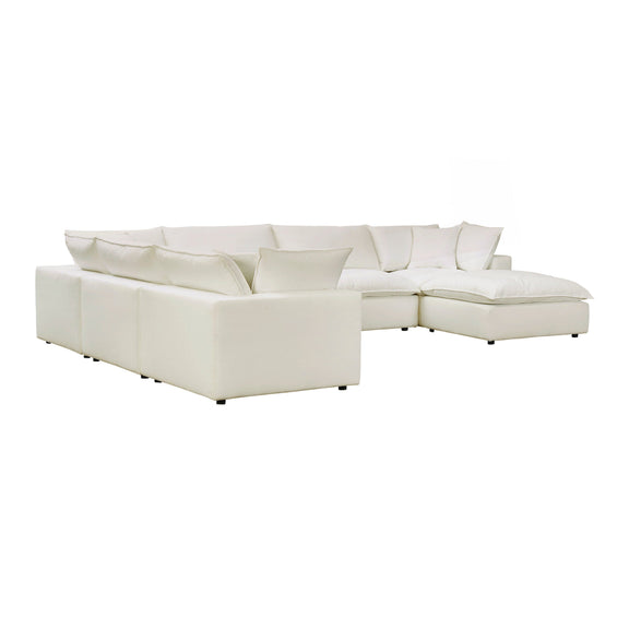 Cali 7-Piece Performance Fabric Modular Large Chaise Sectional - Natural