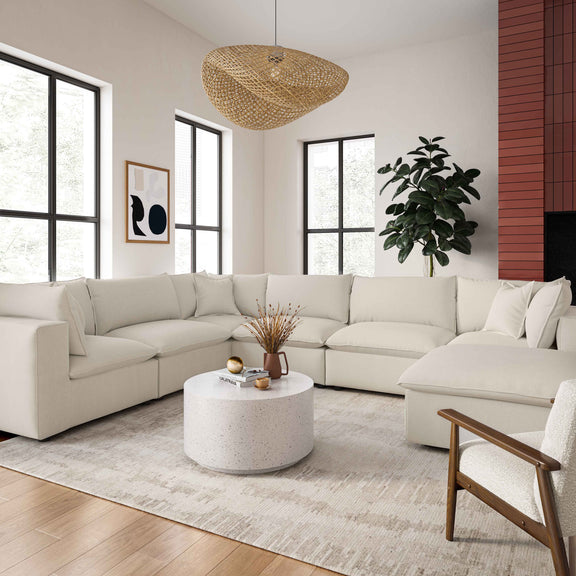 Cali Performance Fabric Ottoman - Natural