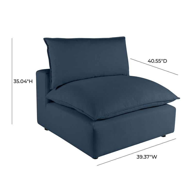 Cali Performance Fabric Modular Armless Chair - Navy