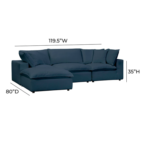 Cali 4-Piece Performance Fabric Modular Sectional - Navy