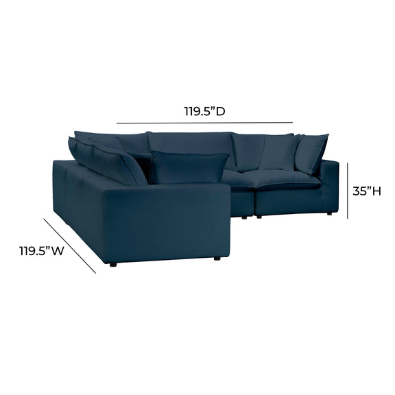 Cali 5-Piece Performance Fabric Modular L-Sectional - Navy