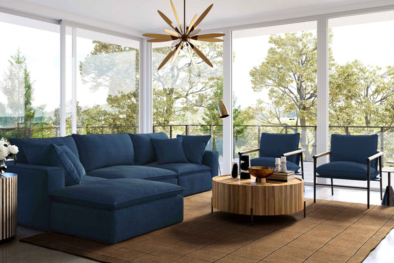 Cali 4-Piece Performance Fabric Modular Sectional - Navy