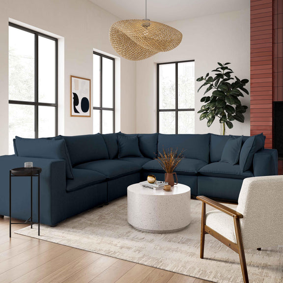 Cali 5-Piece Performance Fabric Modular L-Sectional - Navy