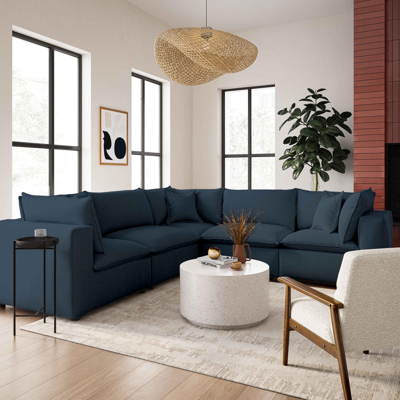 Cali 5-Piece Performance Fabric Modular L-Sectional - Navy