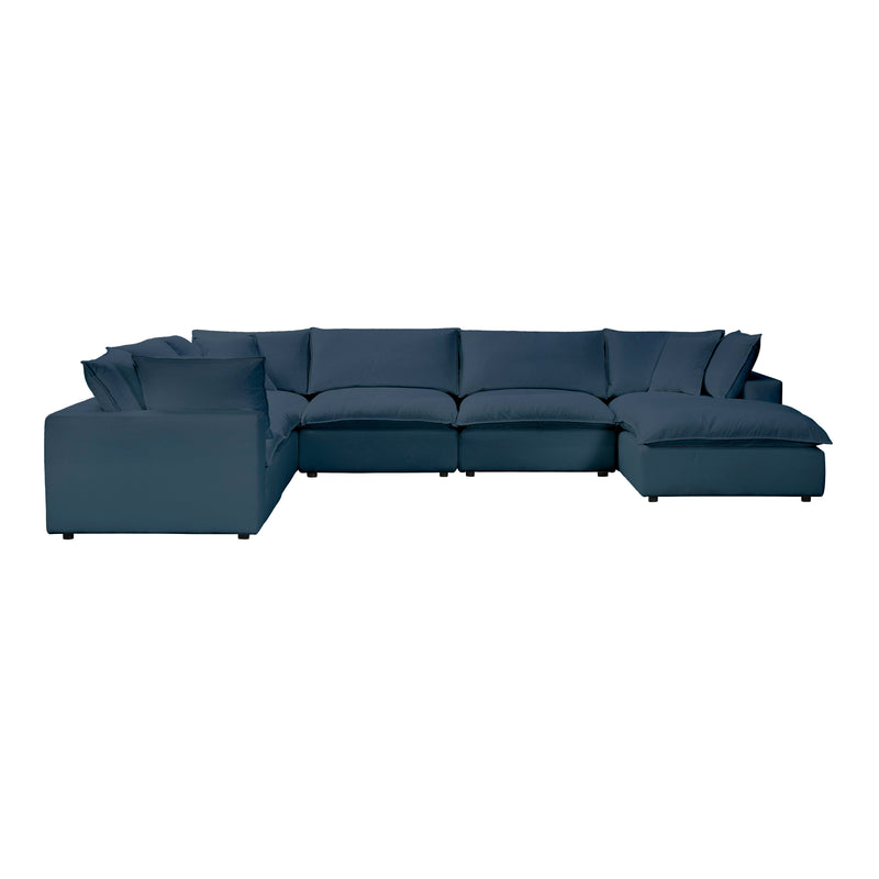 Cali 7-Piece Performance Fabric Modular Large Chaise Sectional - Navy