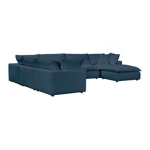 Cali 7-Piece Performance Fabric Modular Large Chaise Sectional - Navy