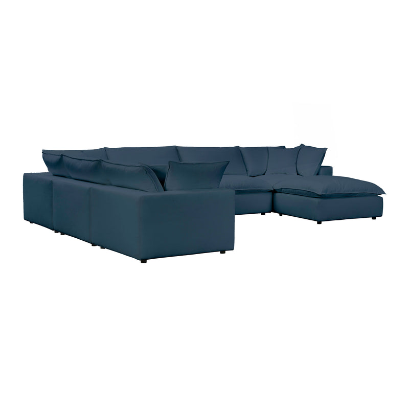 Cali 7-Piece Performance Fabric Modular Large Chaise Sectional - Navy
