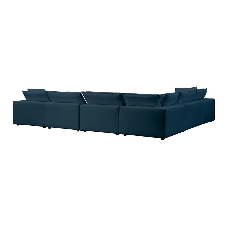 Cali 7-Piece Performance Fabric Modular Large Chaise Sectional - Navy