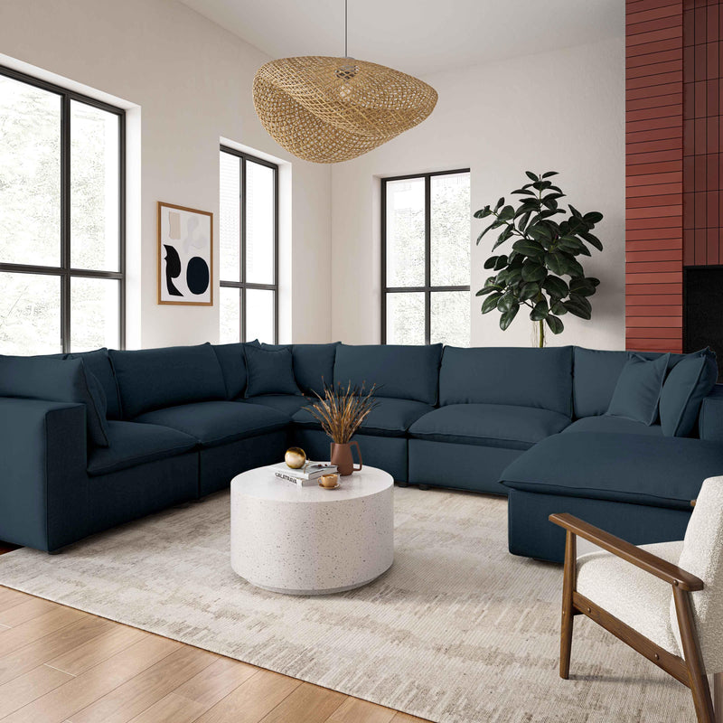 Cali Performance Fabric Ottoman - Navy
