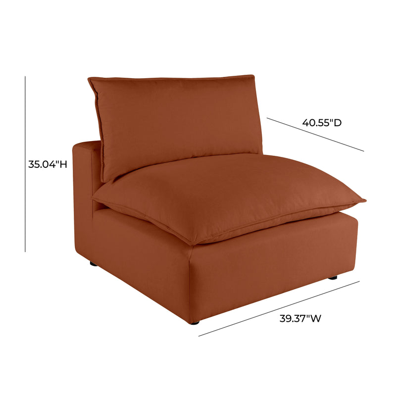 Cali Performance Fabric Modular Armless Chair - Rust