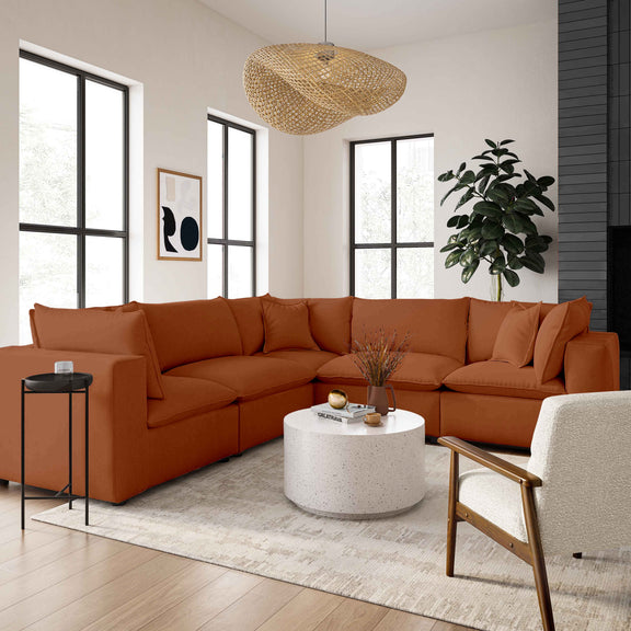 Cali Performance Fabric Modular Armless Chair - Rust