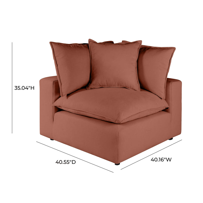 Cali Performance Fabric Modular Corner Chair - Rust