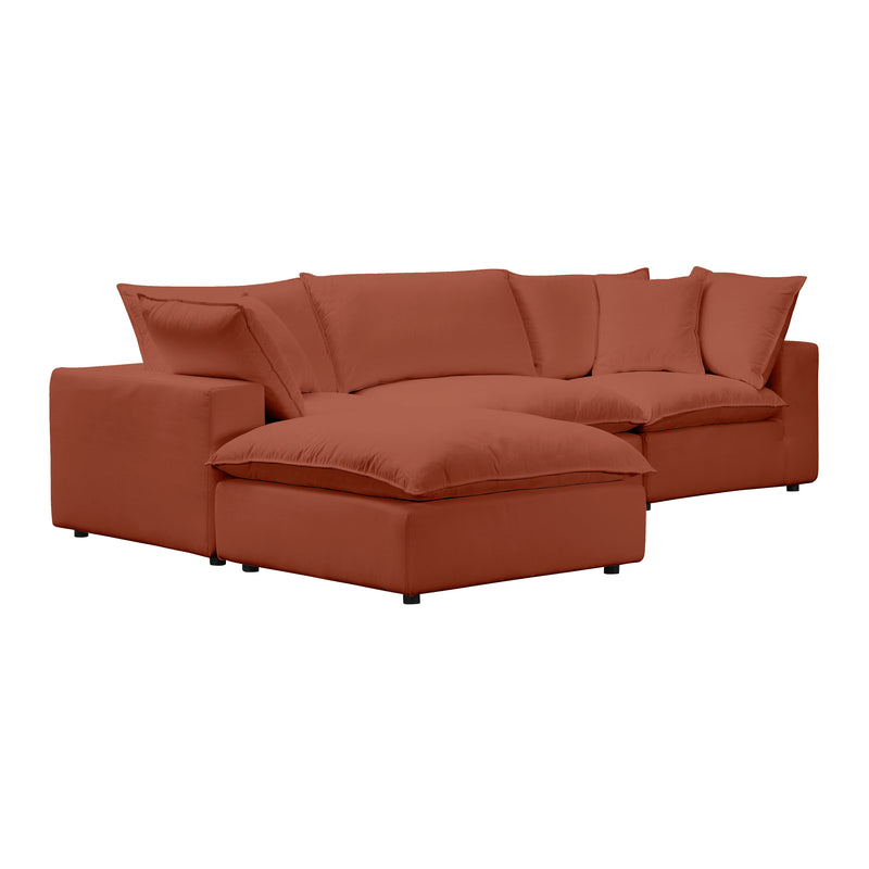 Cali 4-Piece Performance Fabric Modular Sectional - Rust
