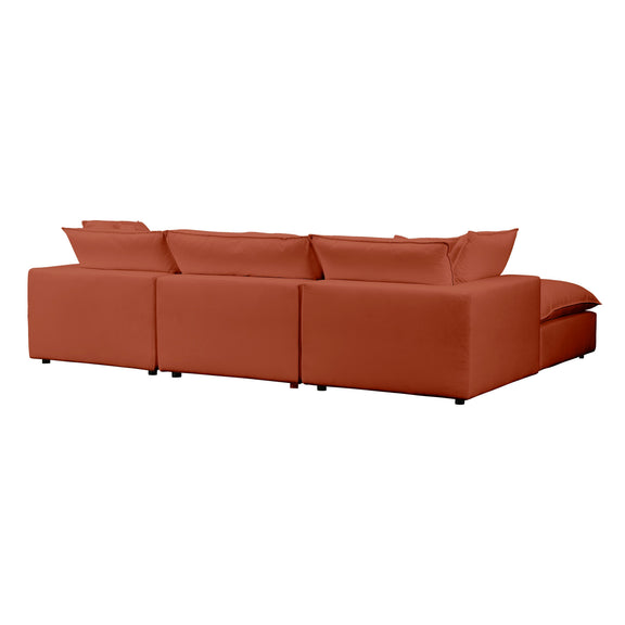 Cali 4-Piece Performance Fabric Modular Sectional - Rust