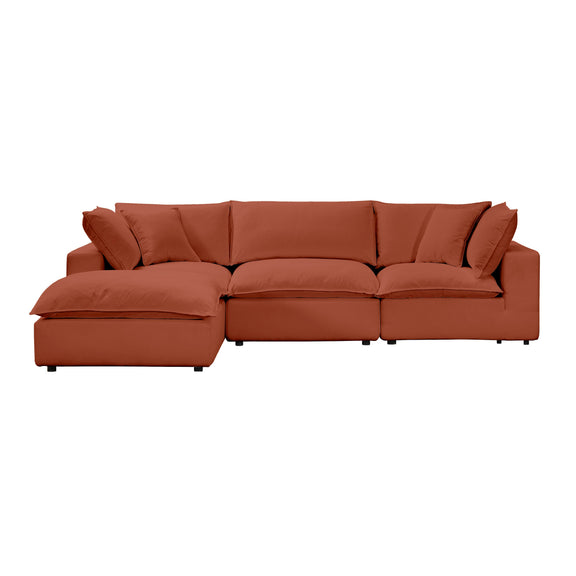 Cali 4-Piece Performance Fabric Modular Sectional - Rust
