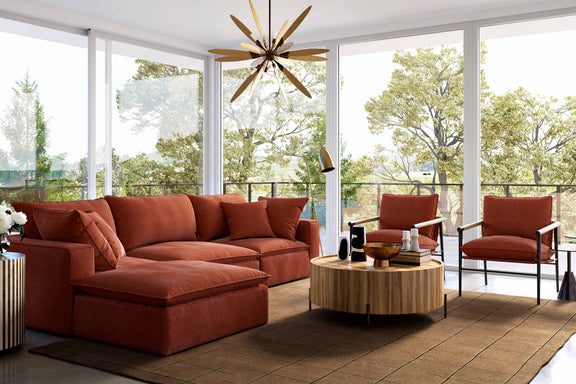 Cali 4-Piece Performance Fabric Modular Sectional - Rust