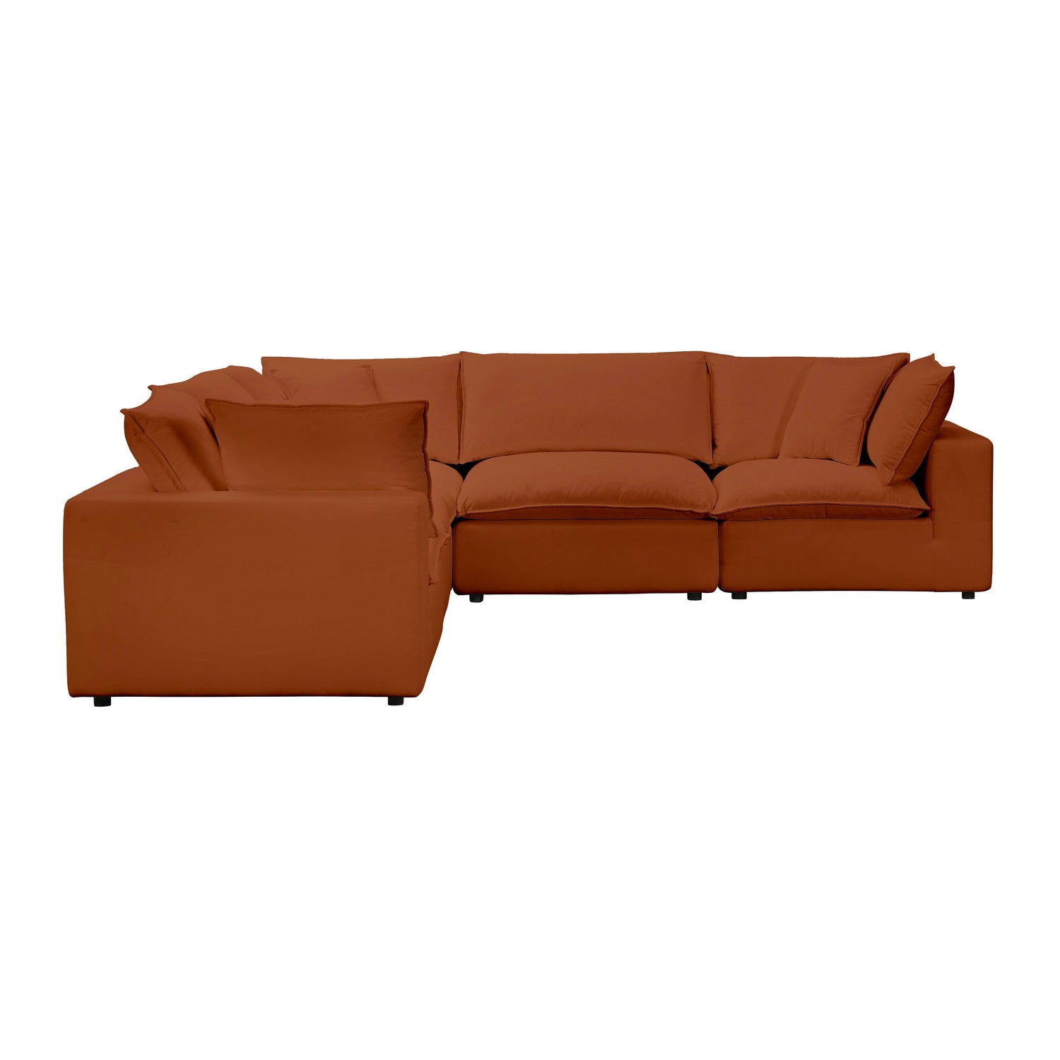 Cali 5-Piece Performance Fabric Modular L-Sectional - Rust