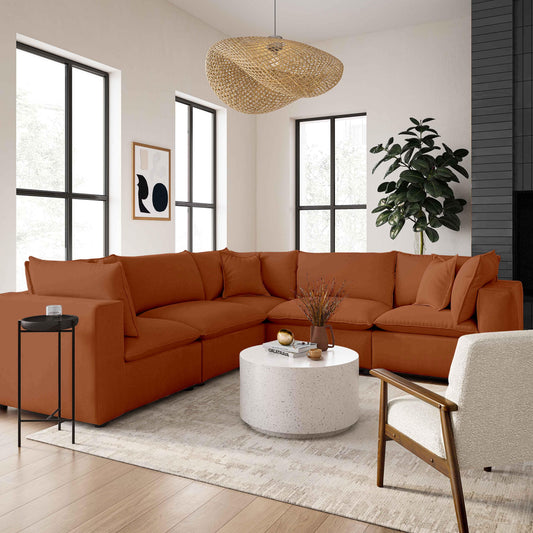 Cali 5-Piece Performance Fabric Modular L-Sectional - Rust