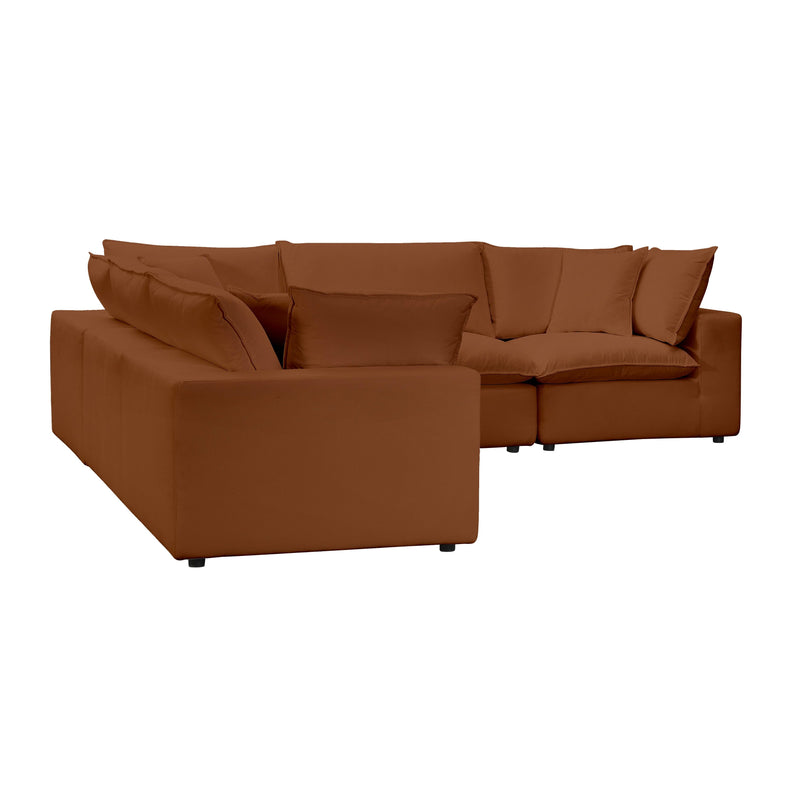 Cali 5-Piece Performance Fabric Modular L-Sectional - Rust