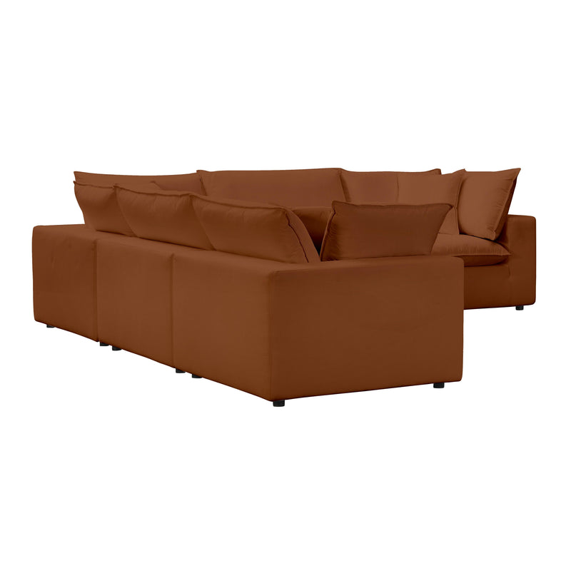 Cali 5-Piece Performance Fabric Modular L-Sectional - Rust
