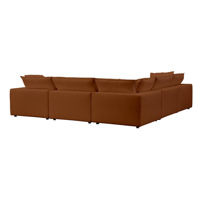 Cali 5-Piece Performance Fabric Modular L-Sectional - Rust