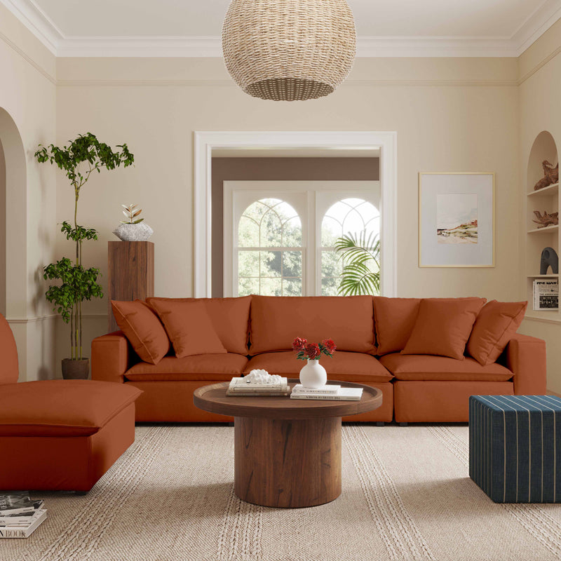 Cali 120" Performance Fabric Modular Sofa - Rust