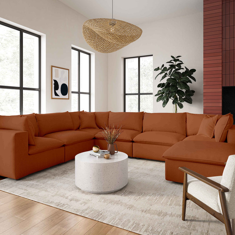 Cali Performance Fabric Ottoman - Rust