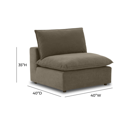 Cali Chocolate Brown Performance Velvet Armless Chair