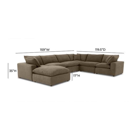 Cali 7-Piece Chocolate Brown Performance Velvet Large Chaise Sectional