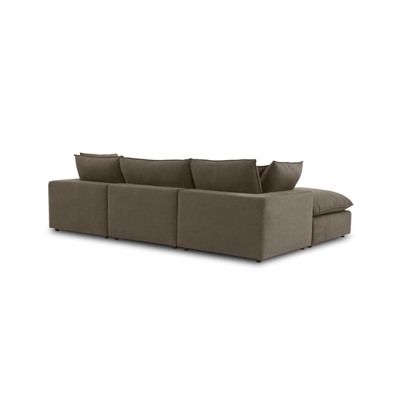 Cali 4-Piece Chocolate Brown Performance Velvet Sectional