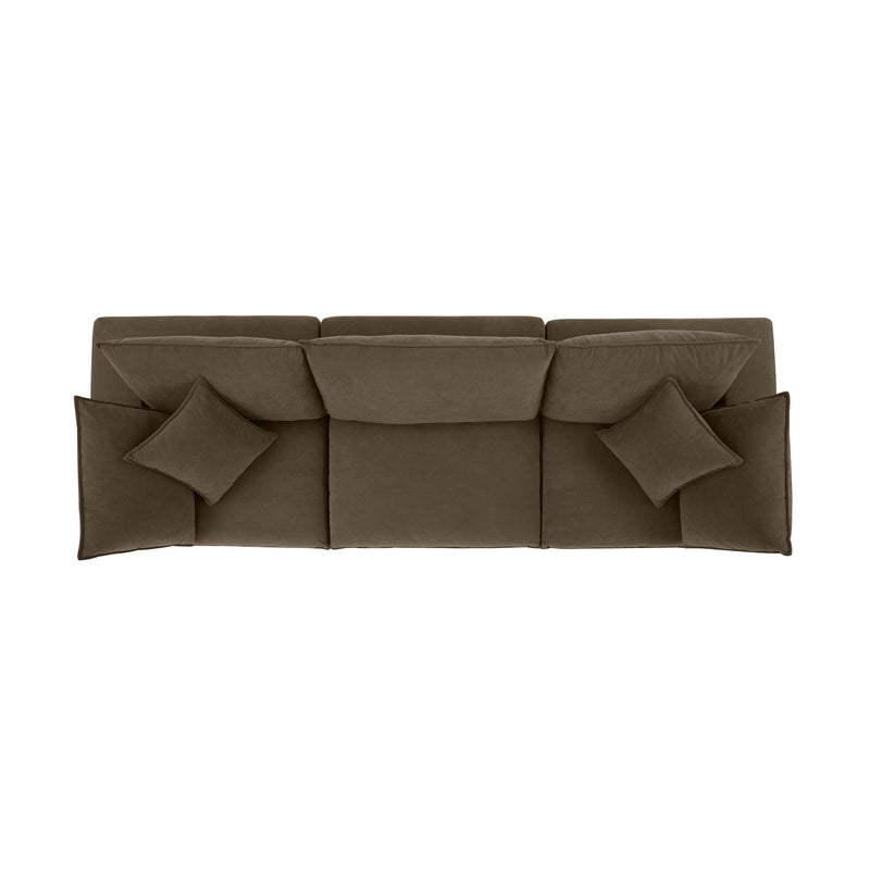 Cali 120" Chocolate Brown Performance Velvet Modular Sofa