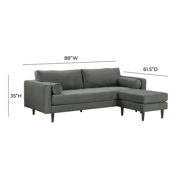 Cave 2-Piece Performance Velvet Sectional - Grey