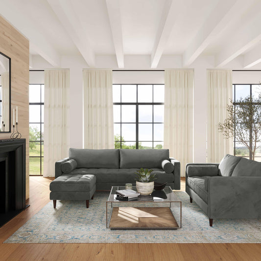 Cave 88" Performance Velvet Sofa - Grey