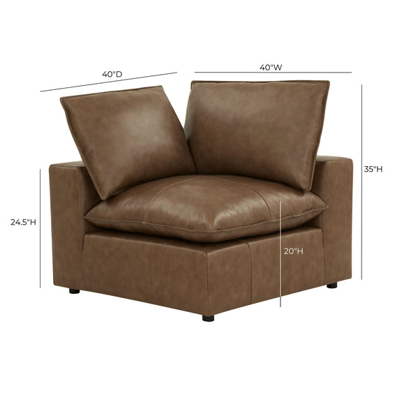 Cali Brown Leather Modular Corner Chair