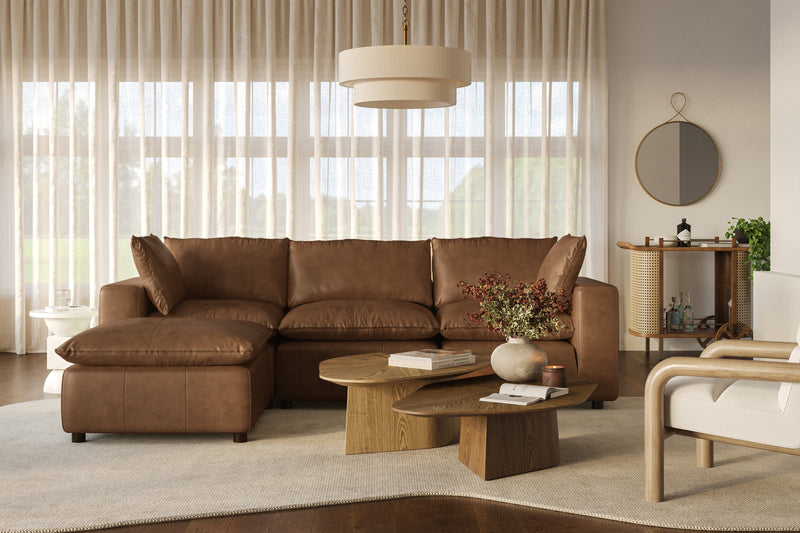 Cali 4-Piece Brown Leather Modular Sectional