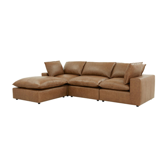 Cali 4-Piece Brown Leather Modular Sectional