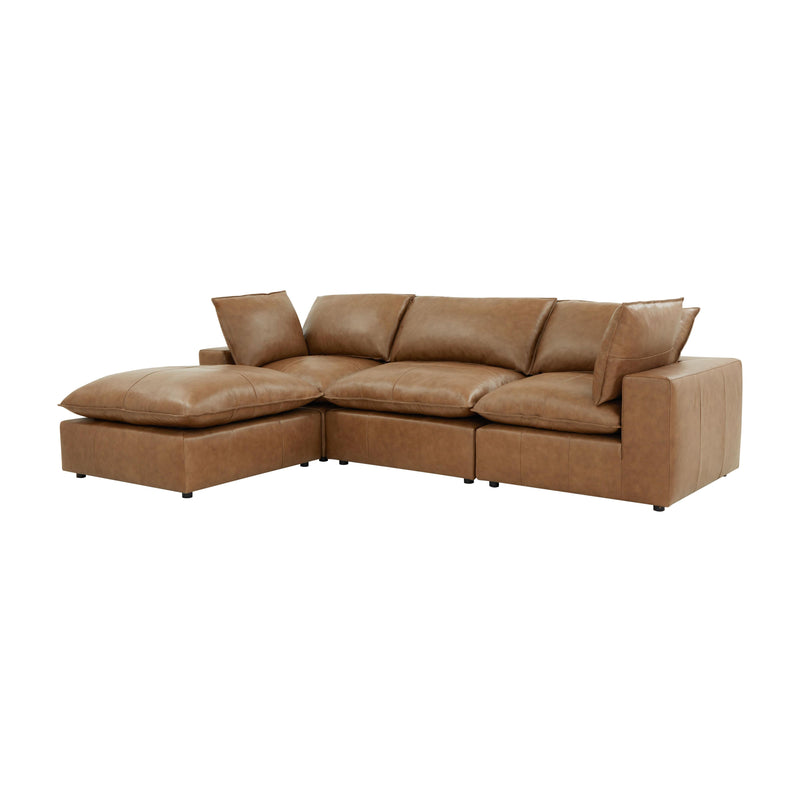 Cali 4-Piece Brown Leather Modular Sectional