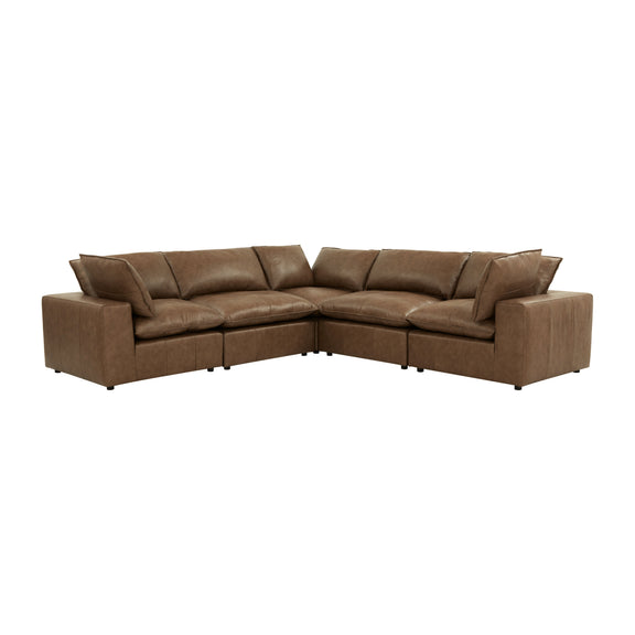Cali 5-Piece Brown Leather Modular L-Sectional