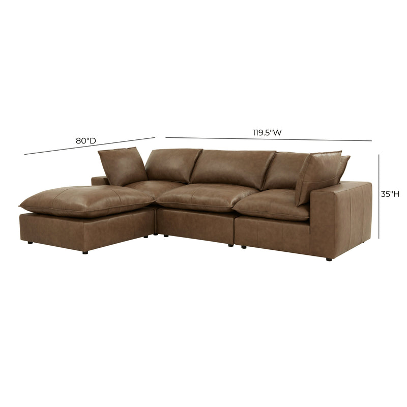 Cali 4-Piece Brown Leather Modular Sectional