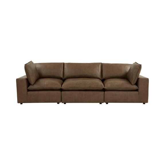 Cali 120" Brown Leather Modular Sofa