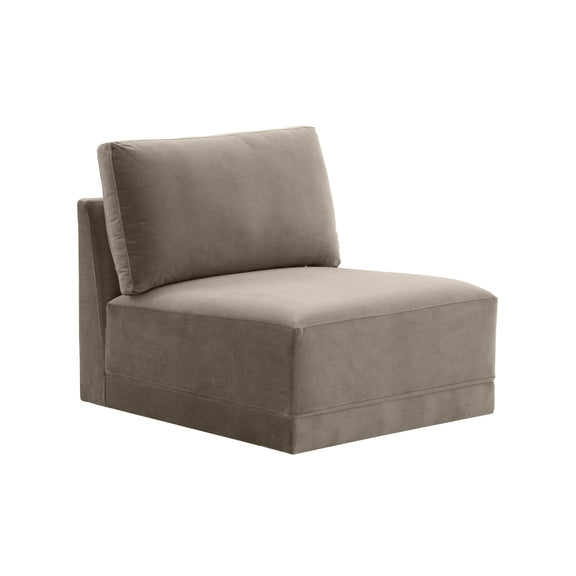 Willow Performance Velvet Modular Armless Chair - Taupe