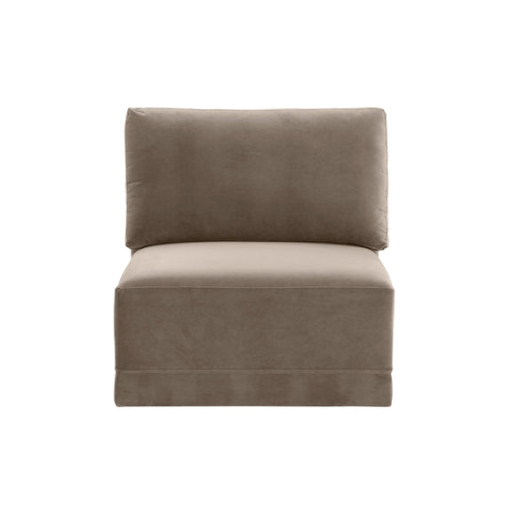 Willow Performance Velvet Modular Armless Chair - Taupe