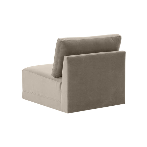 Willow Performance Velvet Modular Armless Chair - Taupe