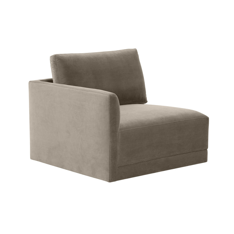 Willow Performance Velvet Modular LAF Corner Chair - Taupe