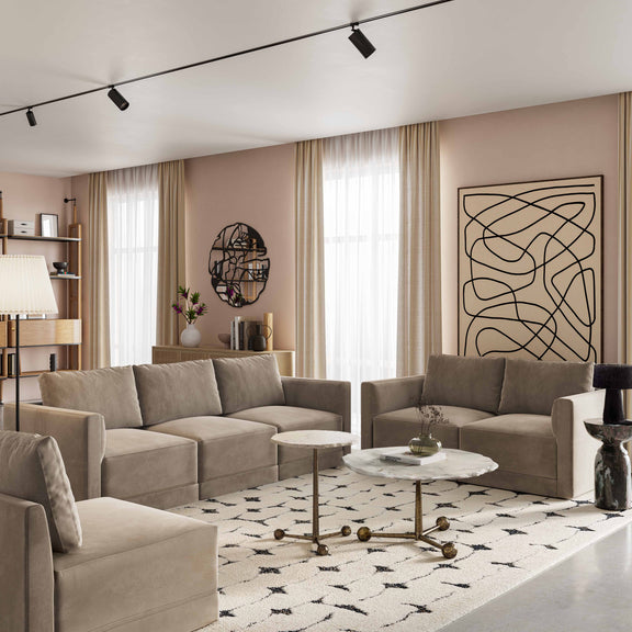 Willow Performance Velvet Modular LAF Corner Chair - Taupe